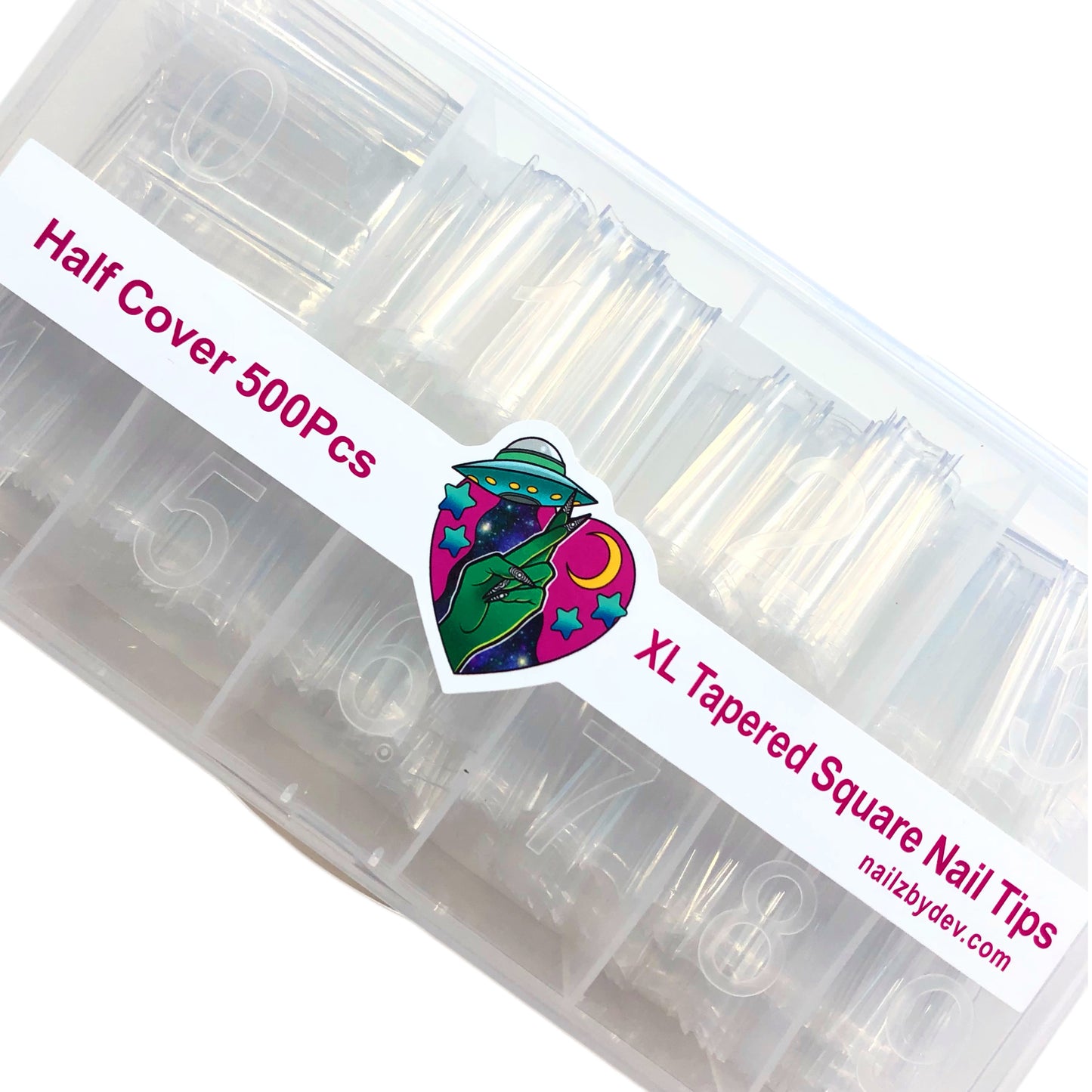 NAIL TIPS- LONG TAPERED SQUARE (HALF COVER)