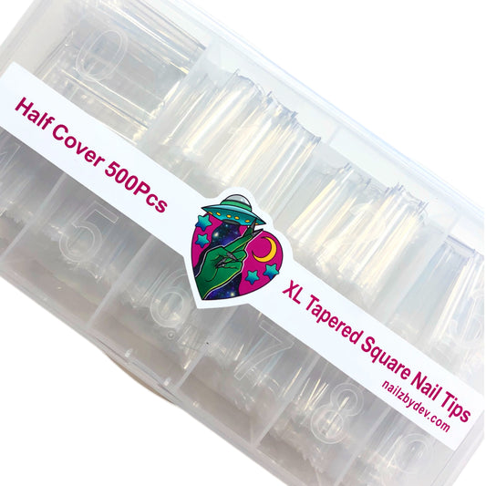 NAIL TIPS- LONG TAPERED SQUARE (HALF COVER)