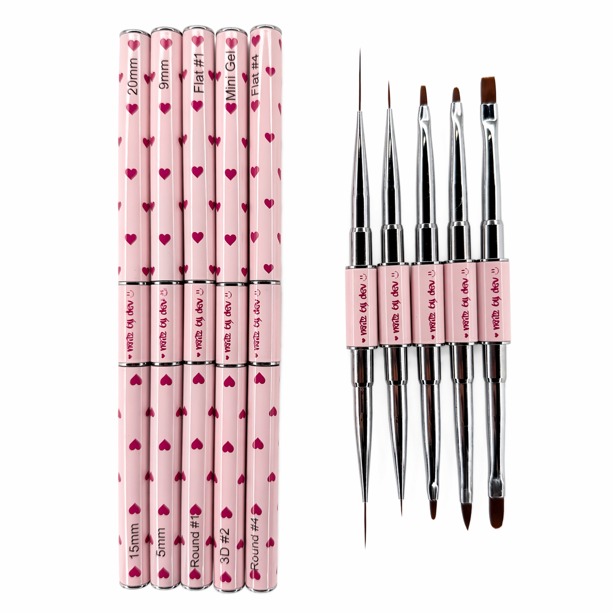 5 PIECE DOUBLE-SIDED HEART BRUSH SET – NAILZ BY DEV