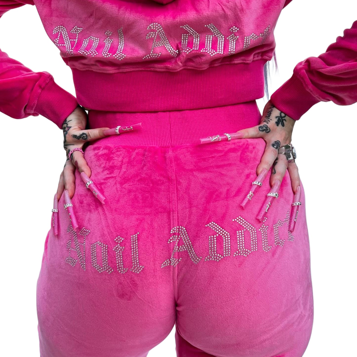 NAIL ADDICT VELOUR TRACKSUIT - PINK