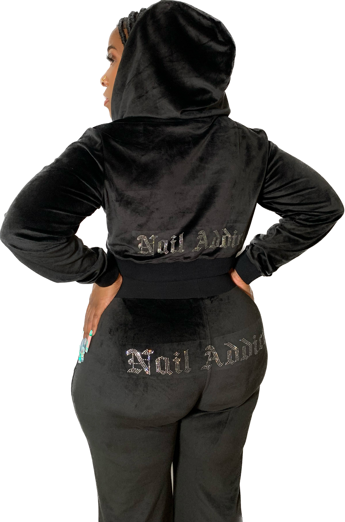 NAIL ADDICT VELOUR TRACKSUIT - BLACK