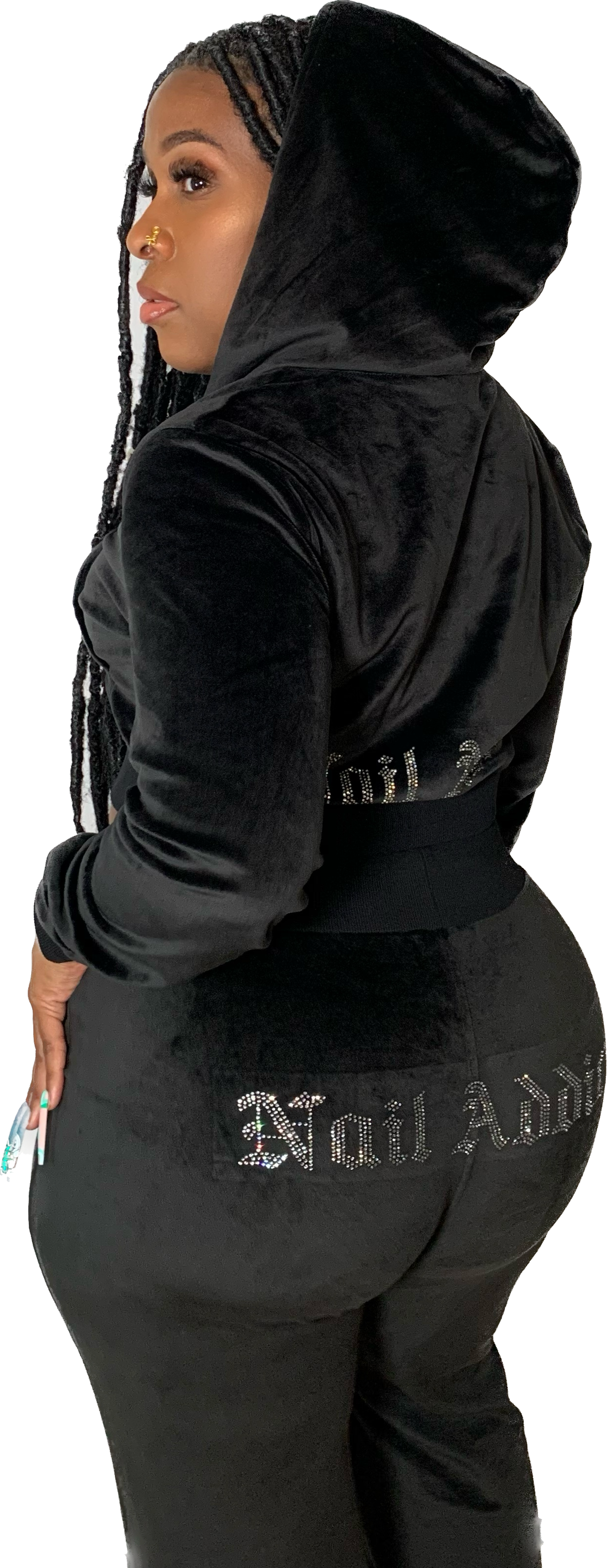 NAIL ADDICT VELOUR TRACKSUIT - BLACK