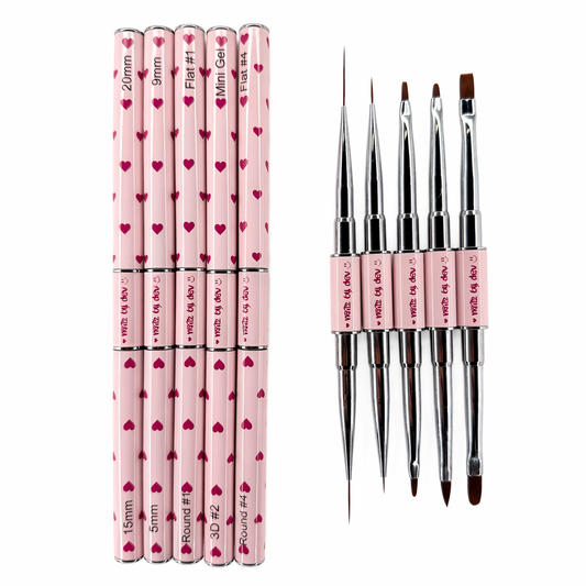 5 PIECE DOUBLE-SIDED HEART BRUSH SET