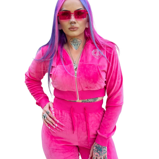 NAIL ADDICT VELOUR TRACKSUIT - PINK