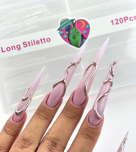 LONG STILETTO TIPS - 120 COUNT