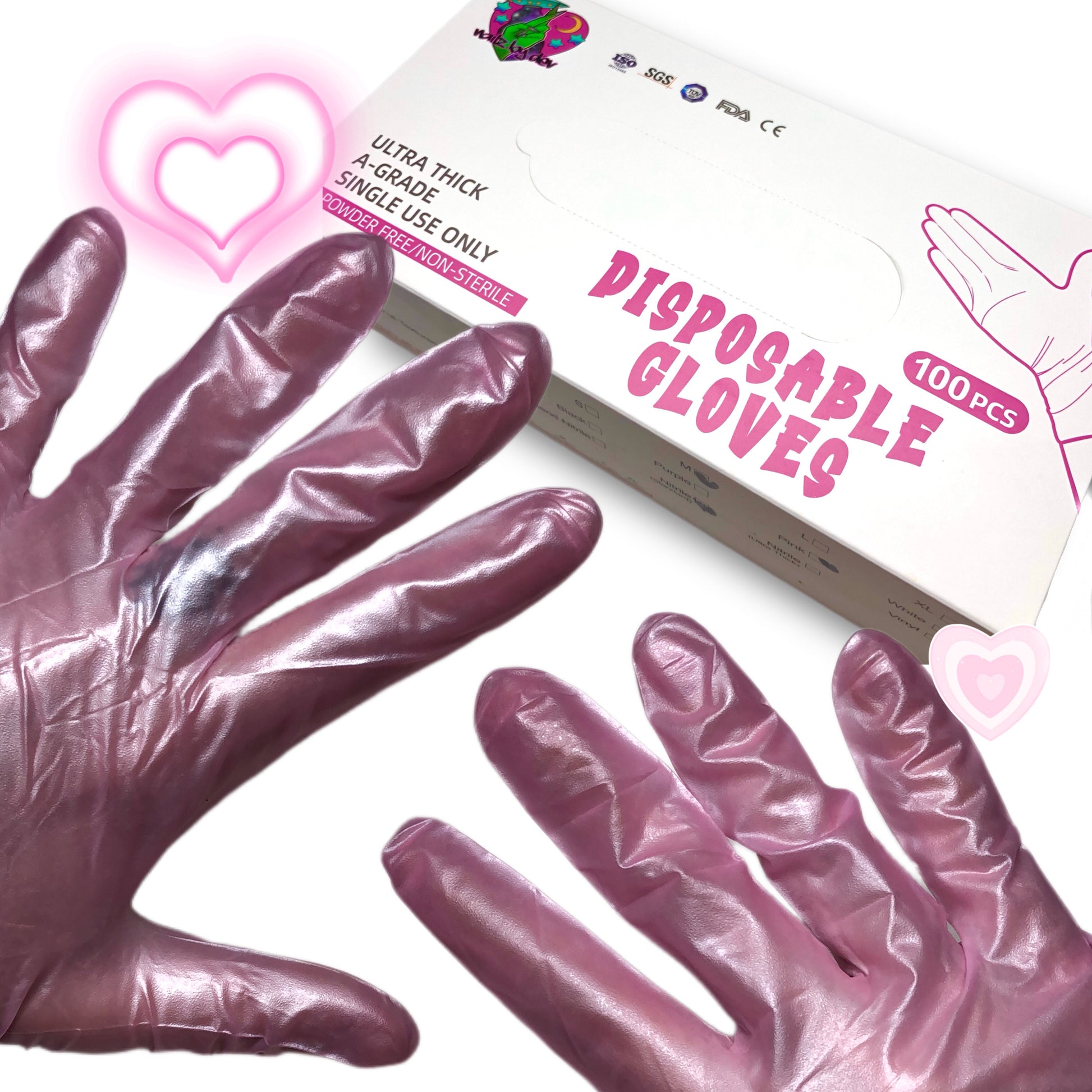 PINK PEARL NITRILE GLOVES (100 count) LARGE